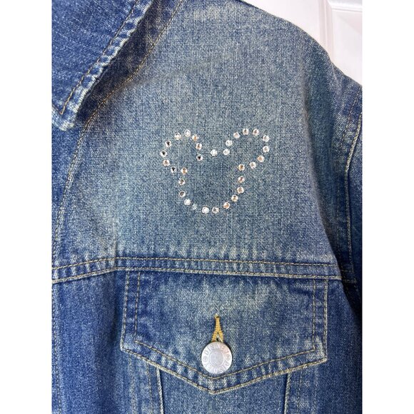 Vtg Disney Direct Women's XL Mickey Mouse Rhinestone Jean Jacket  Distressed - Picture 6 of 11